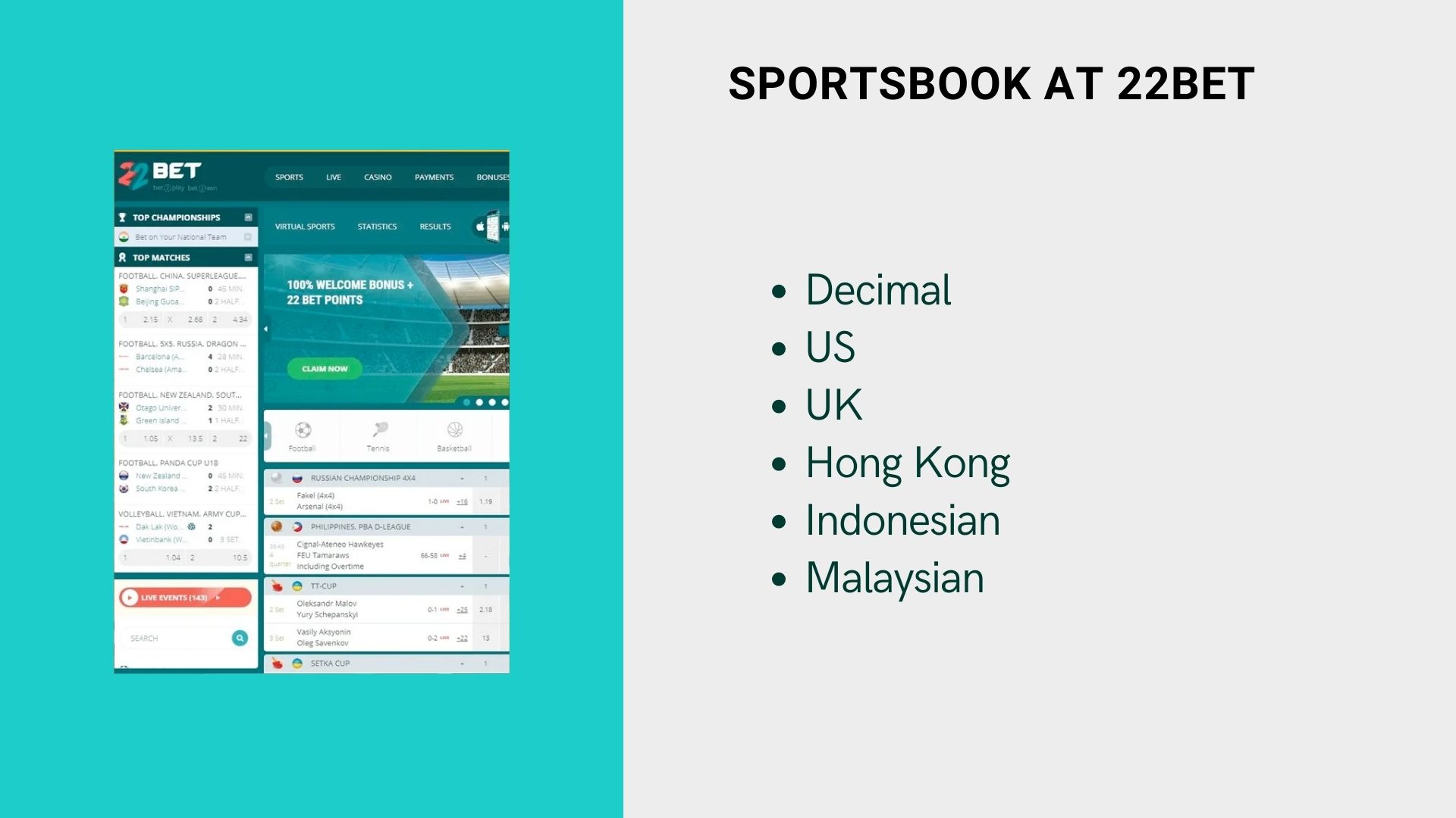 Sportsbook at 22bet